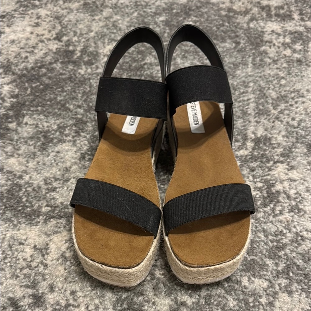 Steve Madden Black Wedge Sandals